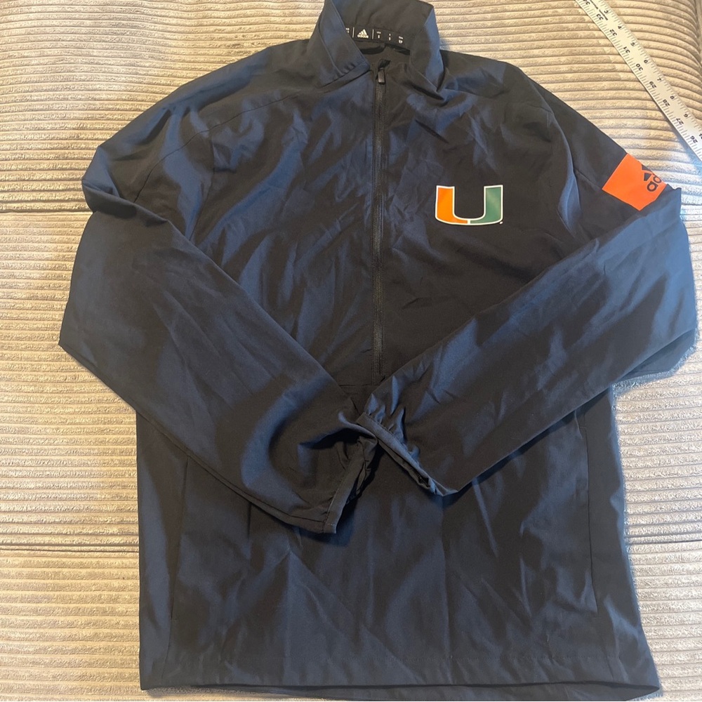 NCAA Adidas Miami Hurricanes Squad Windbreaker Adults Jacket Sweater Small S